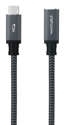NANOCABLE 10.01.4502-COMB USB 3.2 Gen2X2 kabel, 100 W, 4K/60 Hz, USB-C/M, USB-C/H, zwart/grijs, 2 m