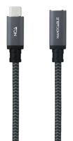 NANOCABLE 10.01.4502-COMB USB 3.2 Gen2X2 kabel, 100 W, 4K/60 Hz, USB-C/M, USB-C/H, zwart/grijs, 2 m - thumbnail