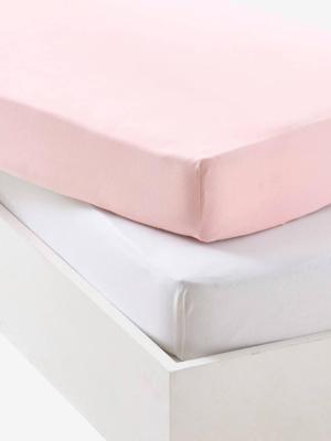 Set van twee babyhoeslakens uit rekbare jersey roze pale