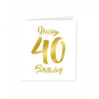 40 Jaar Verjaardagskaart Goud/Wit - thumbnail