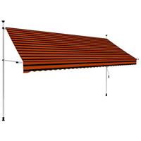 VidaXL Luifel handmatig uittrekbaar 350 cm oranje en bruin - thumbnail