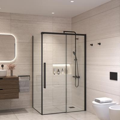 Douchecabine Sanivo Nova Soft Close Mat Zwart Helder Glas (Alle Maten)