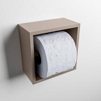 MONDIAZ Easy Toiletrolhouder CUBE 160 solid surface 16x8,6cm kleur Smoke. Geschikt voor op en inbouw. - thumbnail