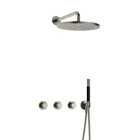 Hotbath Cobber X - CX7067 - Inbouw Regendoucheset - Geborsteld Nikkel - 2 Stopkranen - Thermostatisch - Wandarm 40 cm - Hoofddouche 300 mm - Staafhanddouche - met M106 - Waterbesparend - thumbnail