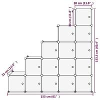 VidaXL Opbergmeubel met 15 vakken en deuren polypropeen transparant - thumbnail