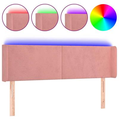 Hoofdbord LED 147x16x78/88 cm fluweel roze