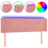 Hoofdbord LED 147x16x78/88 cm fluweel roze - thumbnail