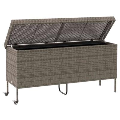 Tuinbox met wielen 160x55x75 cm poly rattan grijs Tuinbox met wielen 160x55x75 cm poly rattan grijs