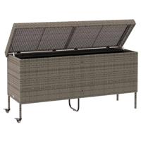 Tuinbox met wielen 160x55x75 cm poly rattan grijs - thumbnail