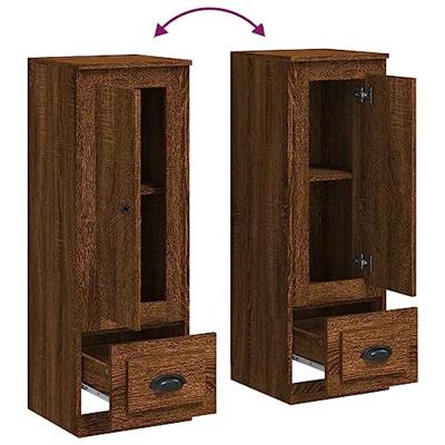 Hoge kast 36x35,5x103,5 cm bewerkt hout bruin eikenkleur