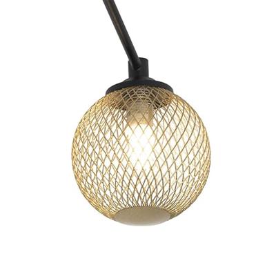 QAZQA Moderne plafondlamp zwart met goud 8-lichts - Athens Wire QAZQA Moderne plafondlamp zwart met goud 8-lichts - Athens Wire