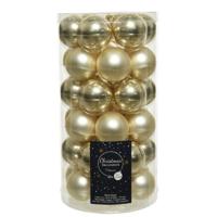 36x Champagne beige kleine glazen kerstballen 4 cm mat en glans - Kerstbal - thumbnail