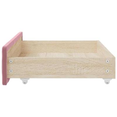 Bedlades 2 st bewerkt hout en fluweel roze Bedlades 2 st bewerkt hout en fluweel roze