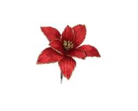 Poinsettia fluweel 13 cm kerstrood - thumbnail