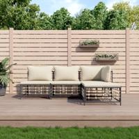 4-delige Loungeset met kussens poly rattan antracietkleurig - thumbnail