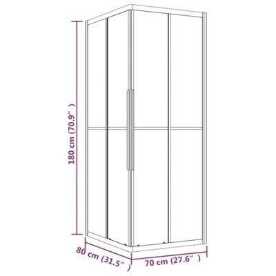 VidaXL Douchecabine 80x70x180 cm mat esg zwart