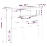 Hoofdeinde met LED 140x18,5x103,5 cm bewerkt hout oud hout - thumbnail