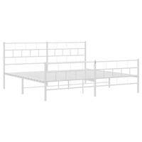 Bedframe met hoofd- en voeteneinde metaal wit 200x200 cm - thumbnail