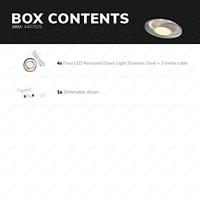 Set van 4 Pavo - Platte LED ipbouwspots met lage inbouwdiepte 12mm - 3 Watt 300 Lumen - 2700K Warm wit - Dimbaar - Rond - Meubelspot - IP44 waterdicht - RVS - thumbnail