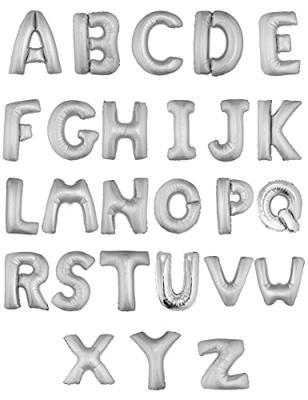Folieballon Zilver Letter &apos;N&apos; groot