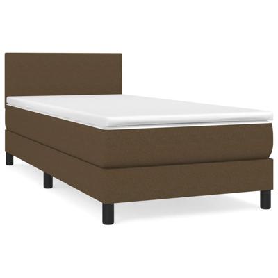 Boxspring met matras stof donkerbruin 140x200 cm - thumbnail