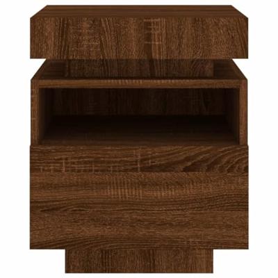 Nachtkastje met LED-verlichting 40x39x48,5 cm bruin eikenkleur
