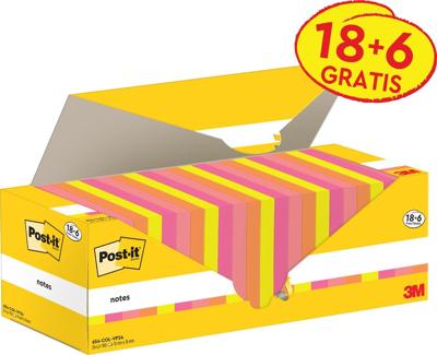 Memoblok 3m post-it 654-col 76x76mm kleur ass