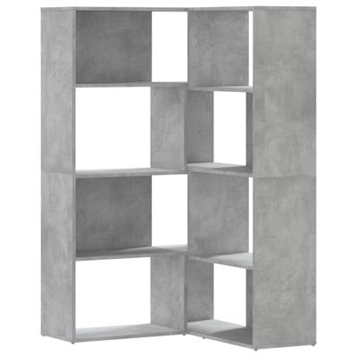 Boekenkast 4-laags hoek 85x85x140 cm bewerkt hout betongrijs