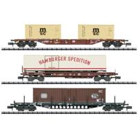 MiniTrix 18702 N 3-delige set containerwagens van de DB - thumbnail