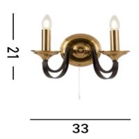 Searchlight Klassieke wandlampBelfry Brons met goud - 1842-2BZ - thumbnail