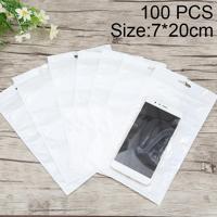100 stuks 7 x 20 cm hangen gat duidelijk Front White Pearl Jewelry Zip-Lock verpakking zak Custom Printing en grootte zijn welkom - thumbnail