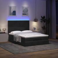 Ottoman bed met matrassen en LED's 140x200cm fluweel zwart - thumbnail