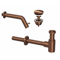 INK 3A Fonteinkraanset - wandFonteinkraan - always open - plug en designSifon - Mat rose goud 9902422 - thumbnail