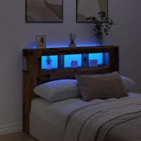 Hoofdeinde met LED 140x18,5x103,5 cm bewerkt hout oud hout - thumbnail