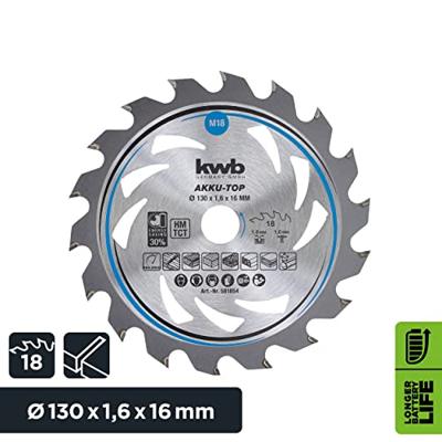 kwb 581854 Hardmetaal-cirkelzaagblad 130 x 16 x 1.0 mm Aantal tanden: 18 1 stuk(s)