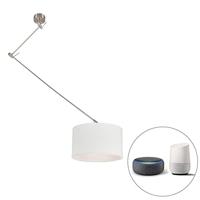 QAZQA Smart hanglamp staal met kap wit 35 cm incl. Wifi A60 - Blitz - thumbnail