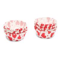 Patisse Papieren Cupcake Bakjes Hartjes 5 cm 200 Stuks Wit/Rood - thumbnail