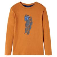 VidaXL Kindershirt met lange mouwen 128 donkerokerkleurig - thumbnail