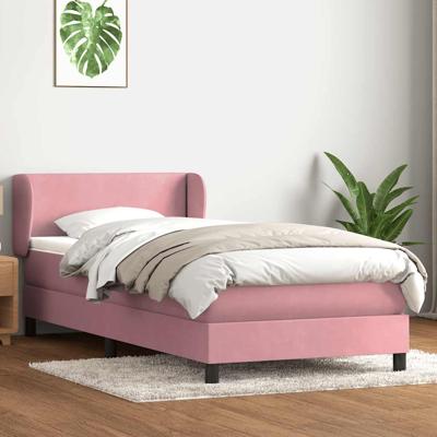 Boxspring met matras fluweel roze 100x200 cm