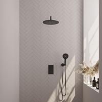 Brauer Black Edition Thermostatische Regendoucheset Inbouw - Hoofddouche 30 cm - Gebogen Wandarm - 3 Weg - Handdouche 3 Standen - Doucheslang - Wandaansluitbocht - Mat Zwart - thumbnail