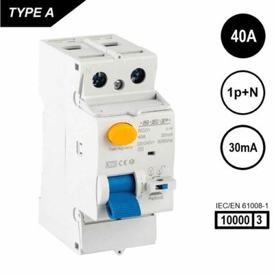 SEP RCD1 Type A aardlekschakelaar 2 polig 40A 30mA 10kA