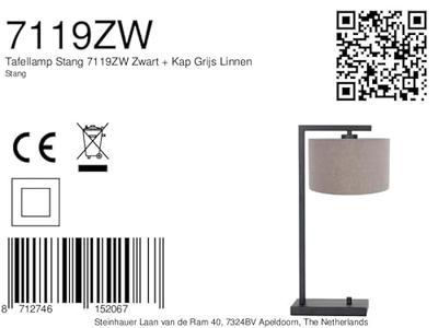 Steinhauer Landelijke schemerlampStanger zwart met taupe - 7119ZW