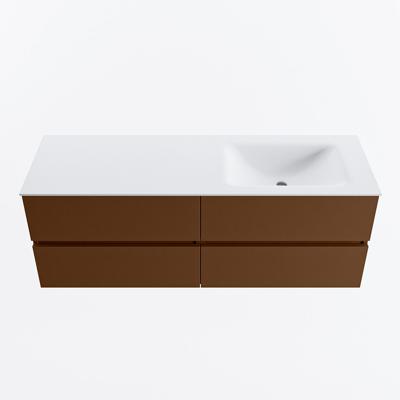 MONDIAZ VICA 140cm badmeubel onderkast Rust 4 lades. Wastafel CLOUD rechts 1 kraangat, kleur Talc.