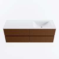 MONDIAZ VICA 140cm badmeubel onderkast Rust 4 lades. Wastafel CLOUD rechts 1 kraangat, kleur Talc. - thumbnail