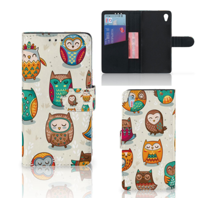 Sony Xperia Z3 | Telefoonhoesje | Met pasjeshouder | Vrolijke Uilen