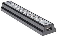 Manhattan USB-Hub USB 2.0-hub 10 poorten Zwart, Zilver - thumbnail