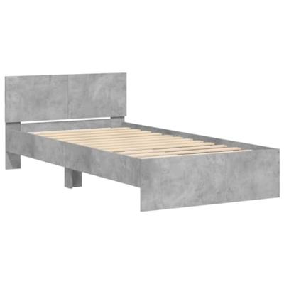 Bedframe met hoofdeinde bewerkt hout betongrijs 100x200 cm