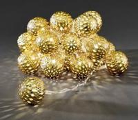 LED deco lichtsnoer metaalballen goudkleurig - thumbnail