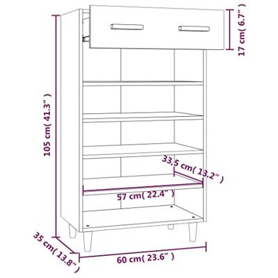 VidaXL Schoenenkast 60x35x105 cm bewerkt hout betongrijs