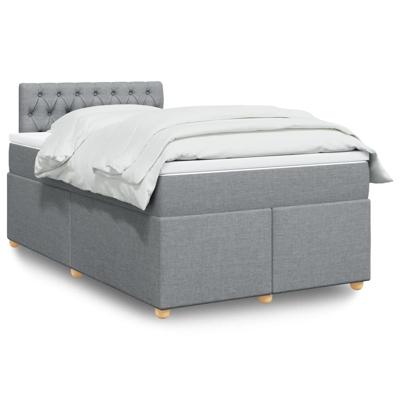 Boxspring met matras stof lichtgrijs 140x190 cm - thumbnail